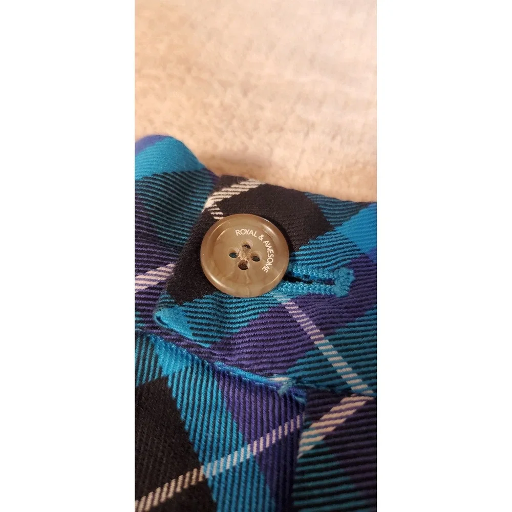 Royal & Awesome Men's golf shorts Sz 40 Blue Plaid Belt Loops 10.5